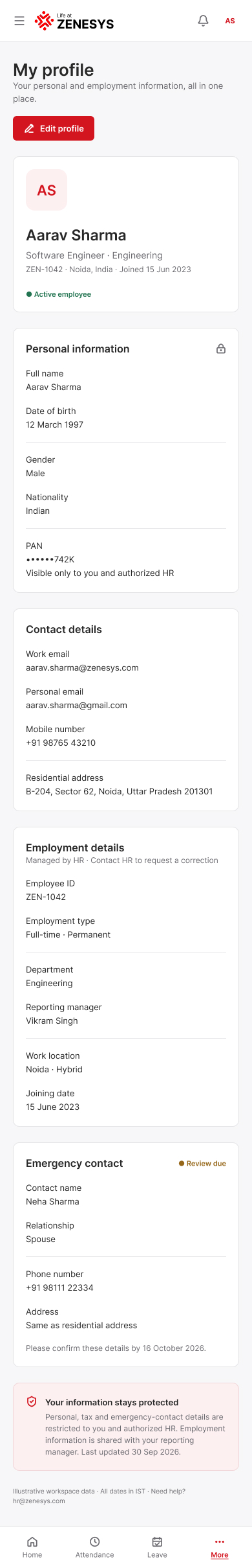 My profile — Mobile